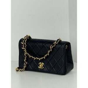 Chanel Vintage Midnight Blue Single Flap Shoulder Bag
